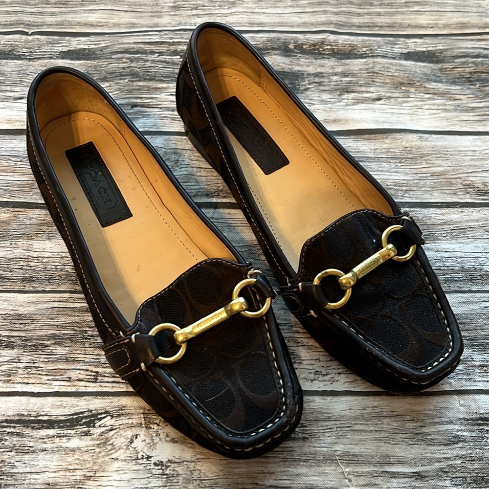 Coach Eve Horse Bit Signature Brown Loafers 7 - Picture 2 of 7